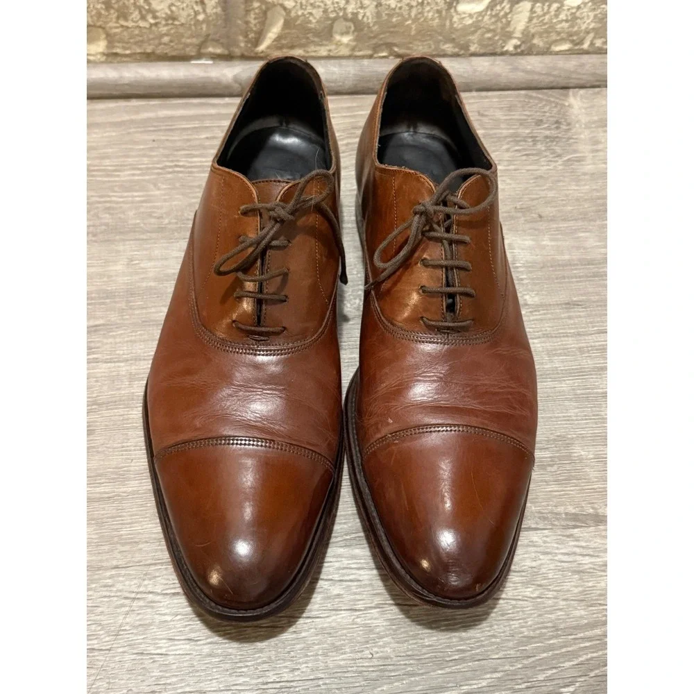 To Boot New York Oxford Mens 11.5 Brown Good Cap Toe Leather Made in Italy